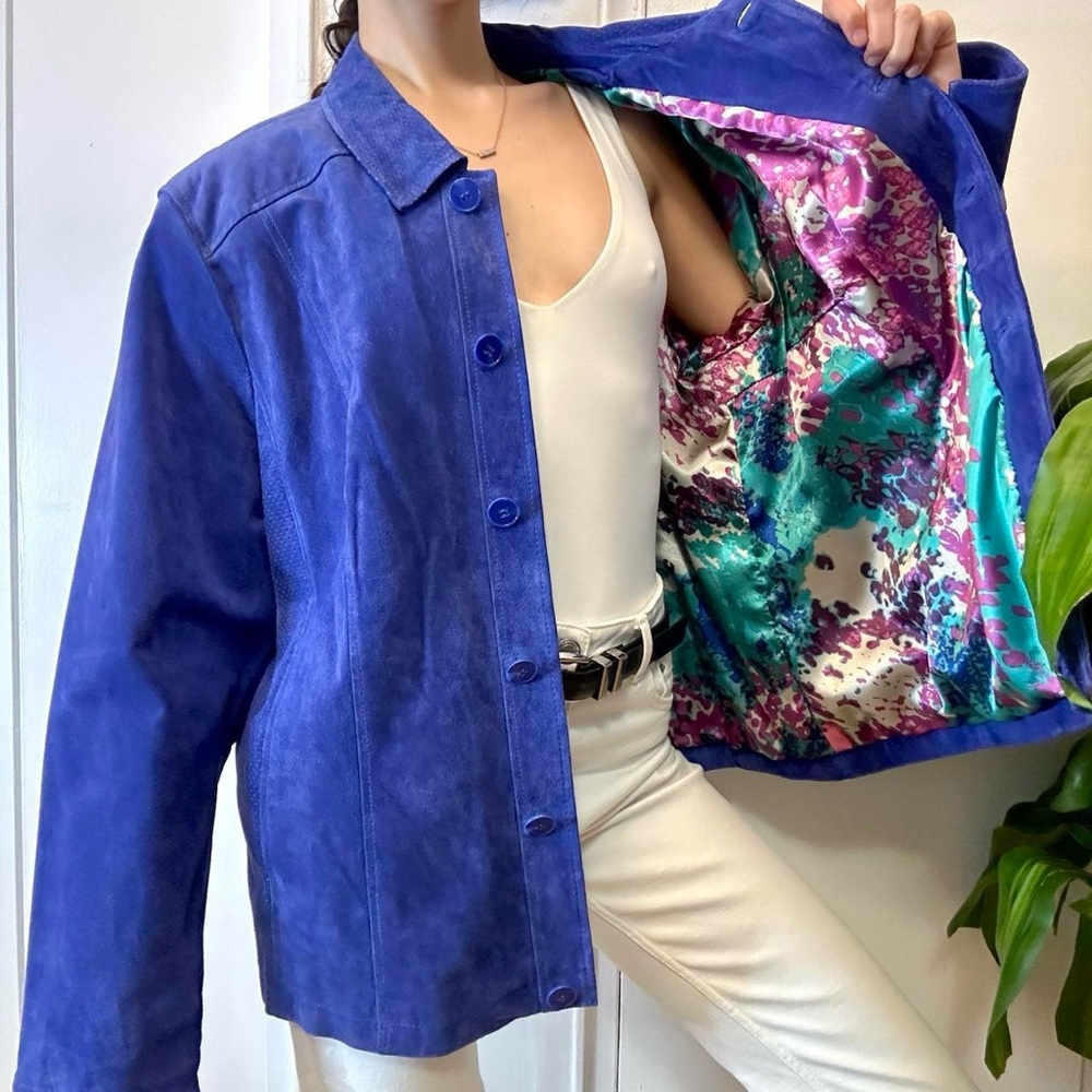 Guilliaume Vintage  Genuine Suede Leather Jacket Blue Size XXL